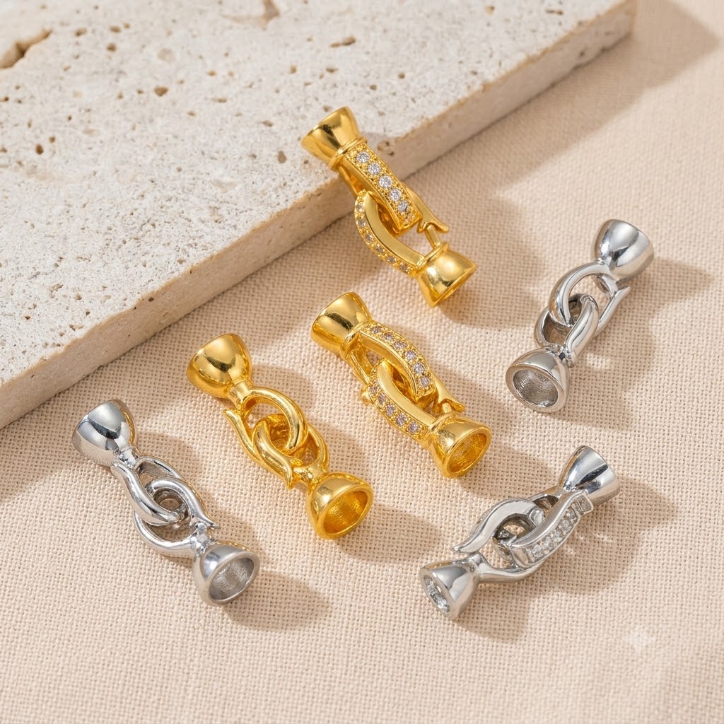 Pearl Necklace - 2 Stück 18K vergoldete Perlenverschlüsse, Verbindungsstücke,