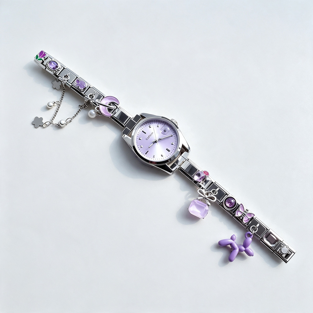 Jewelry Watches For Ladies - Edelstahl-Armbanduhr im italienischen Stil, DIY-Mix-Farben-Charm-Armbanduhr, individuelles