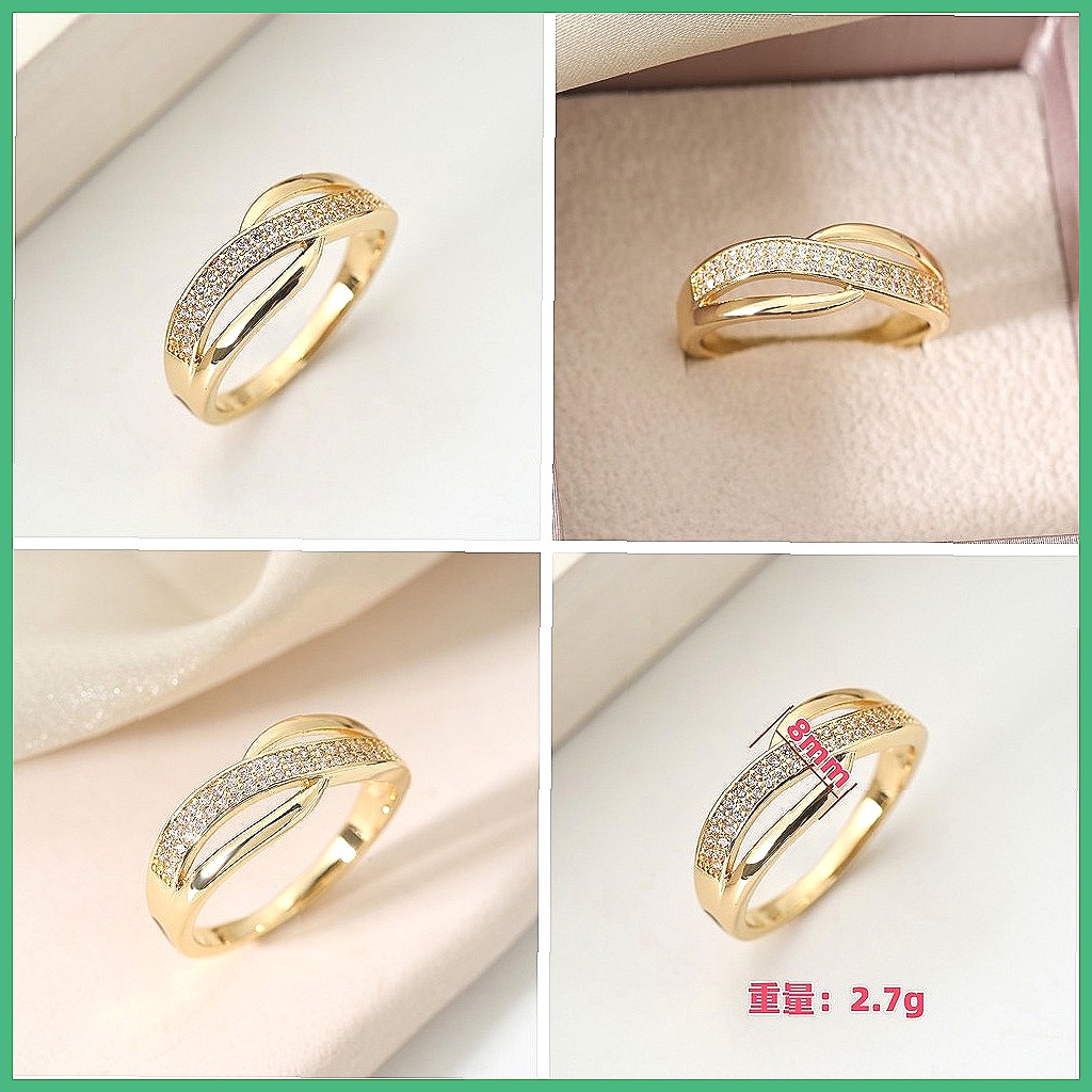 Minimalist Ring Stackable - Kreuzfingerring-Set mit Vollkristallen, Modische Minimalistische Stapelbare
