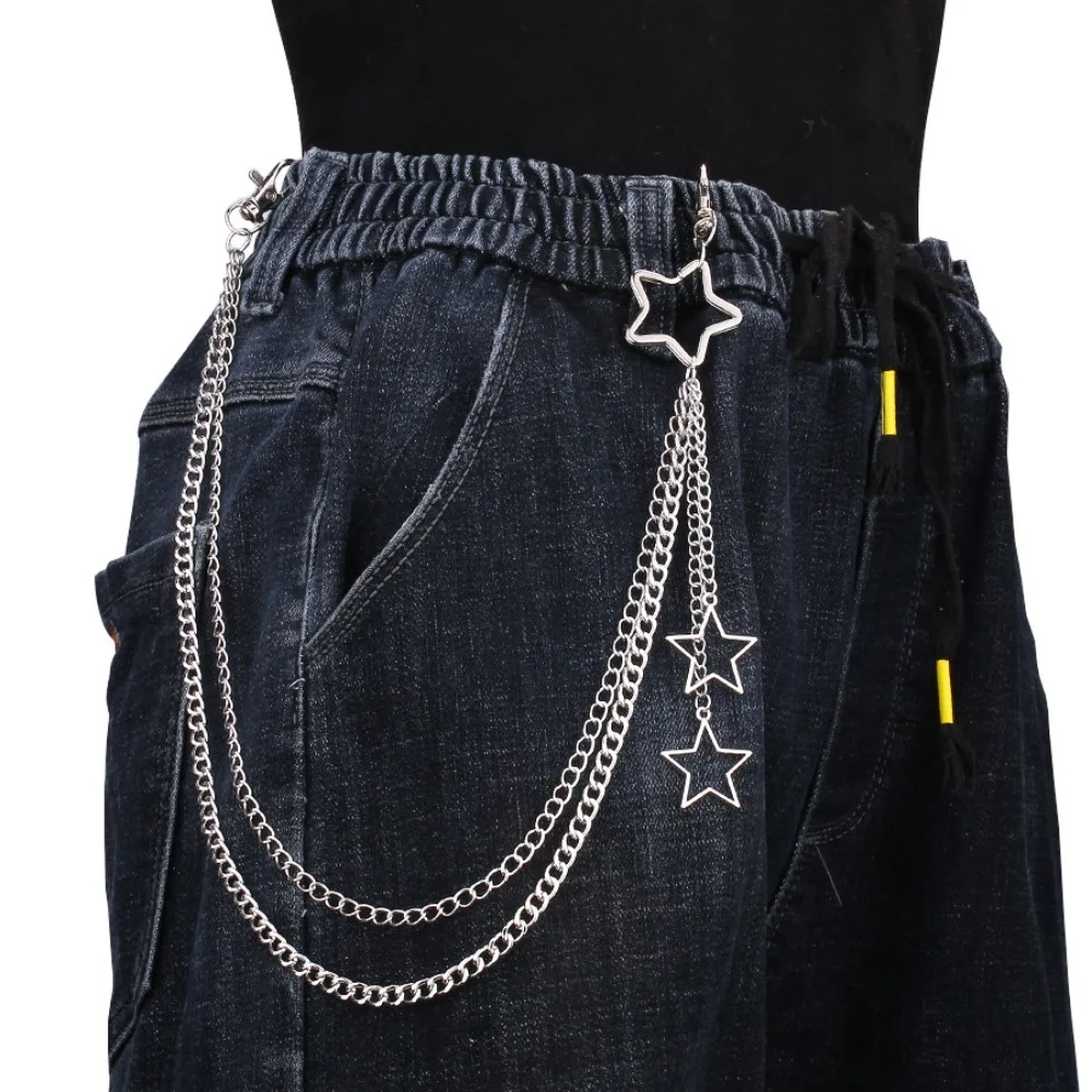 Hip Hop Chain Necklace - Charme Silber Farbe Edelstahl Hohl Stern