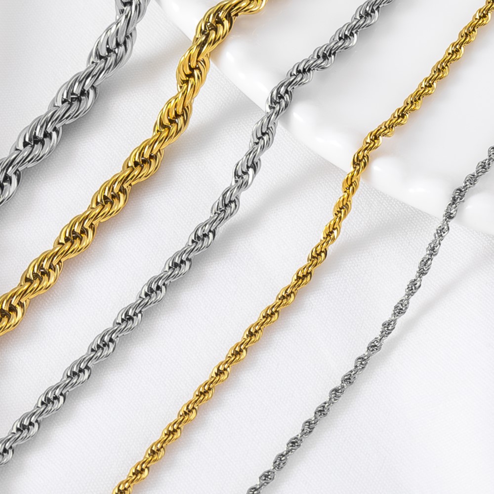 Hip Hop Chain Necklace - 0,5/1 Meter Edelstahl Gedrehte Seilkette Hip-Hop-Stil