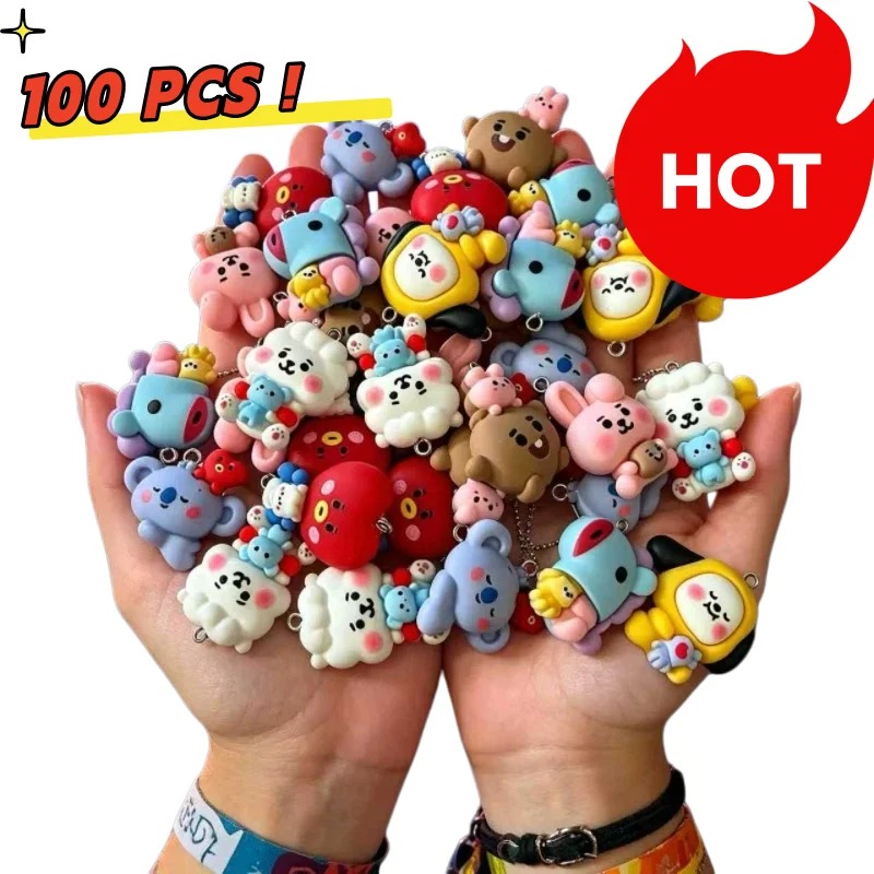 Drop Earrings - 7 Stück BT21 Harz-Cartoon-Anhänger DIY-Zubehör Bastelbedarf