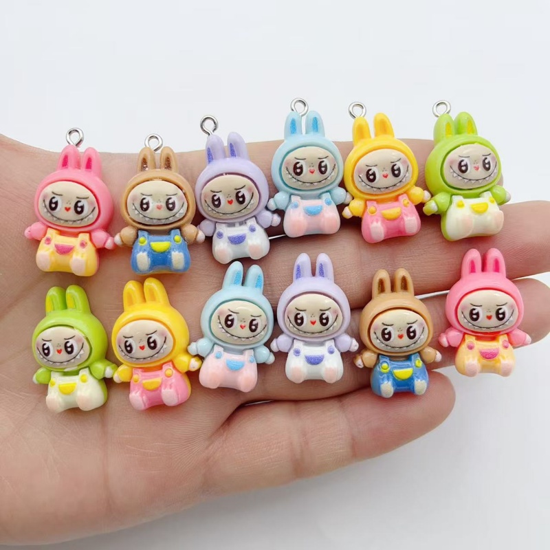Drop Earrings - 10 Stück Kawaii Hasen-Erdbeerhaus Harz-Anhänger, Niedliche
