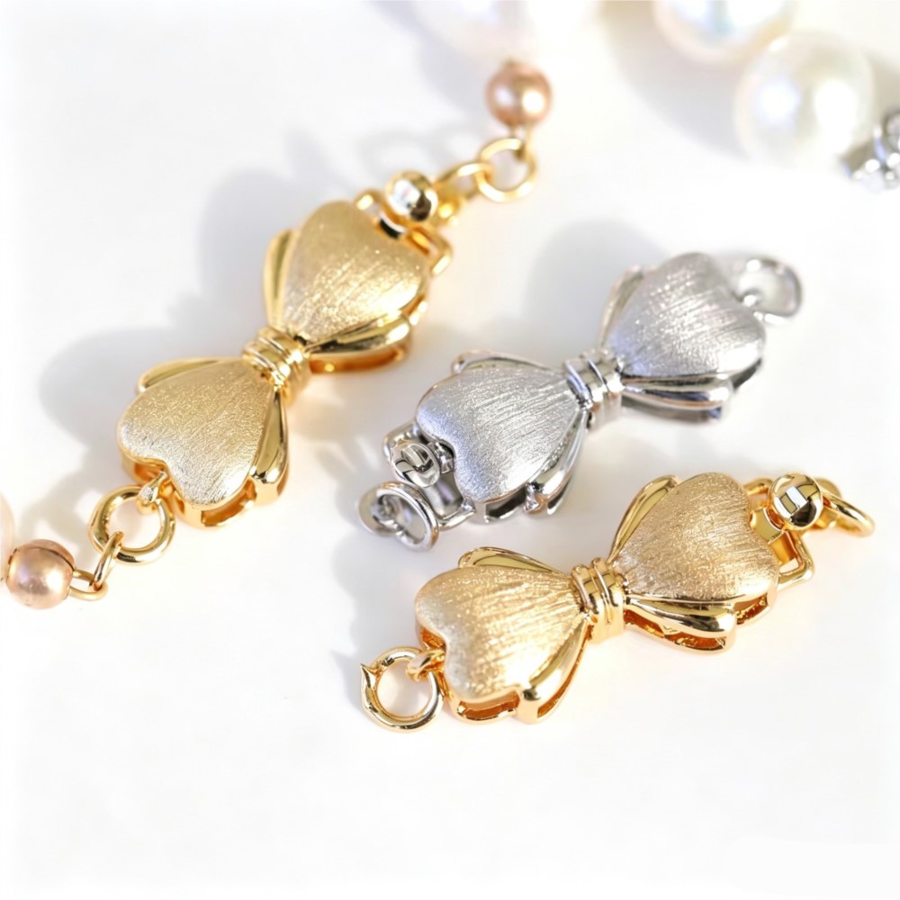 Pearl Necklace - 2 Stück/Set 18K vergoldeter Messing-Schnappverschluss für