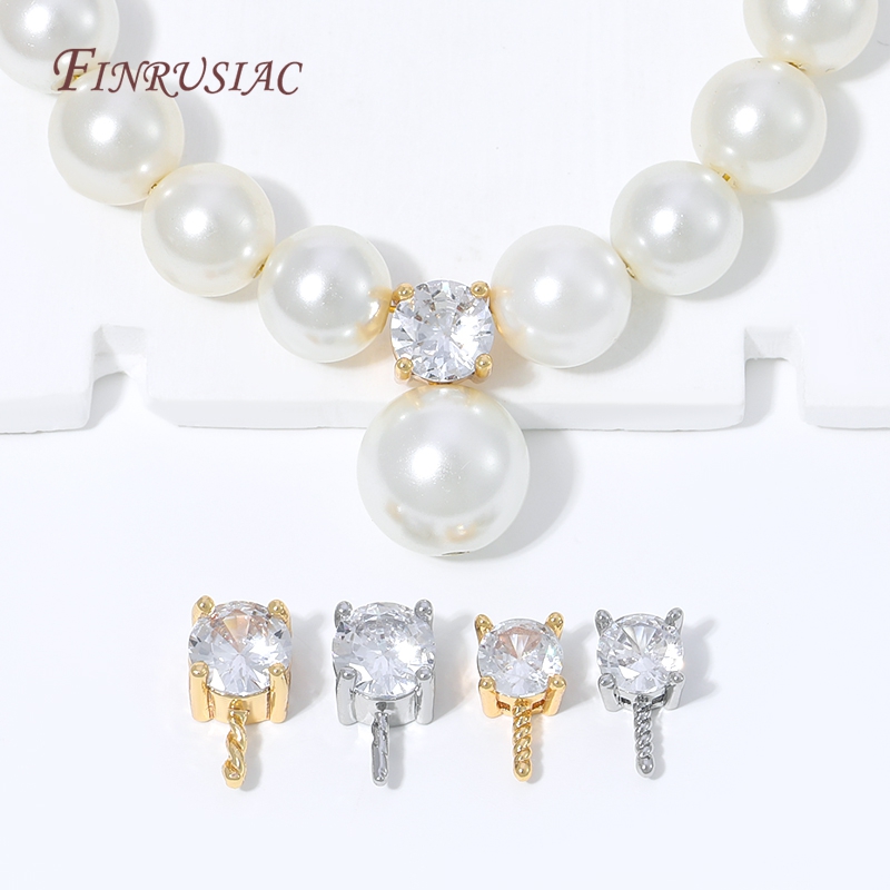 Pearl Necklace - 18K Vergoldeter CZ-Prong-Set-Perlenverbinder, Zirkon-Eingelegte Perlenbefestigungszubehörteile, DIY