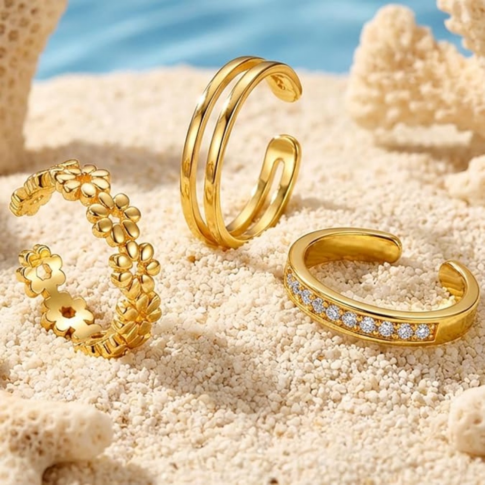 3-teiliges Gold-Ringset für Da – Minimalist Ring Stackable Bewertung und Preis