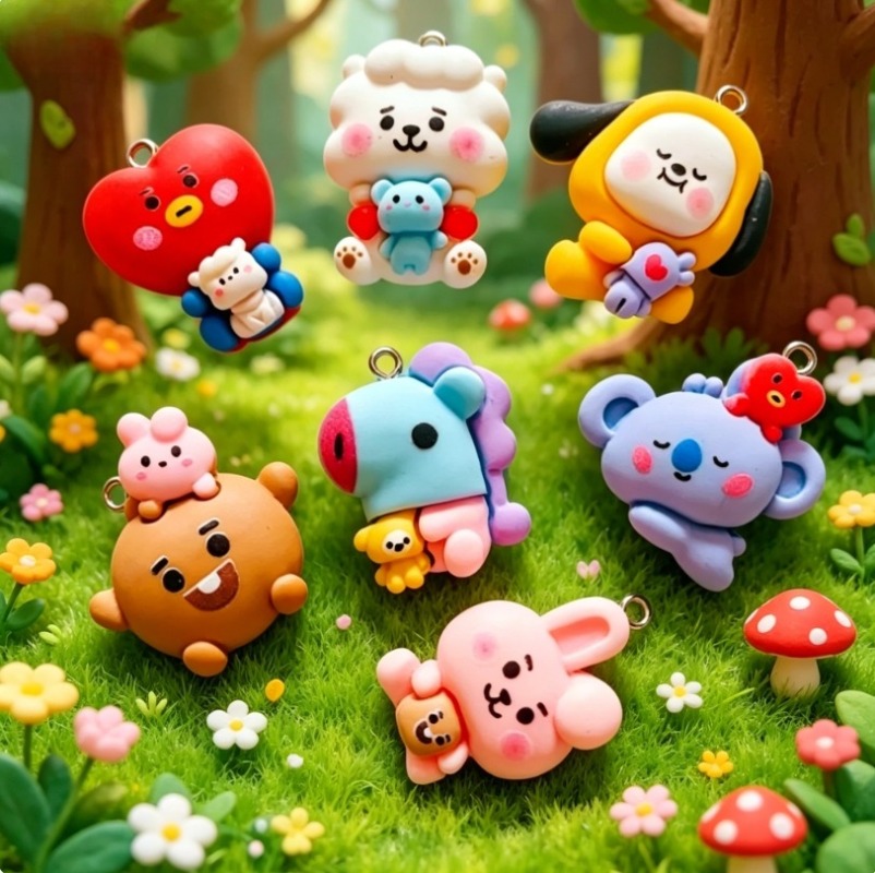 7 Stück BT21 Harz-Cartoon-Anhä – Drop Earrings Bewertung und Preis
